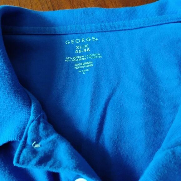 Men's Blue Polo Shirt By George - Size: XL (0927) - Picture 2 of 4